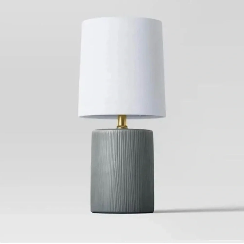 Threshold Gray Wood Grain Table Lamp – Modern 13” Accent Lamp